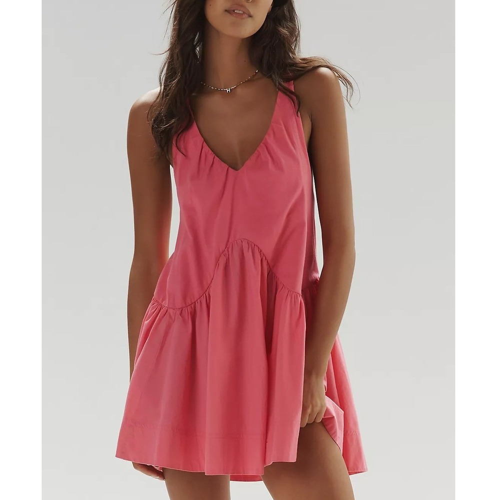 Anthropologie Daily Practice Spring Fling Racerback Mini Dress Pink Cotton XL